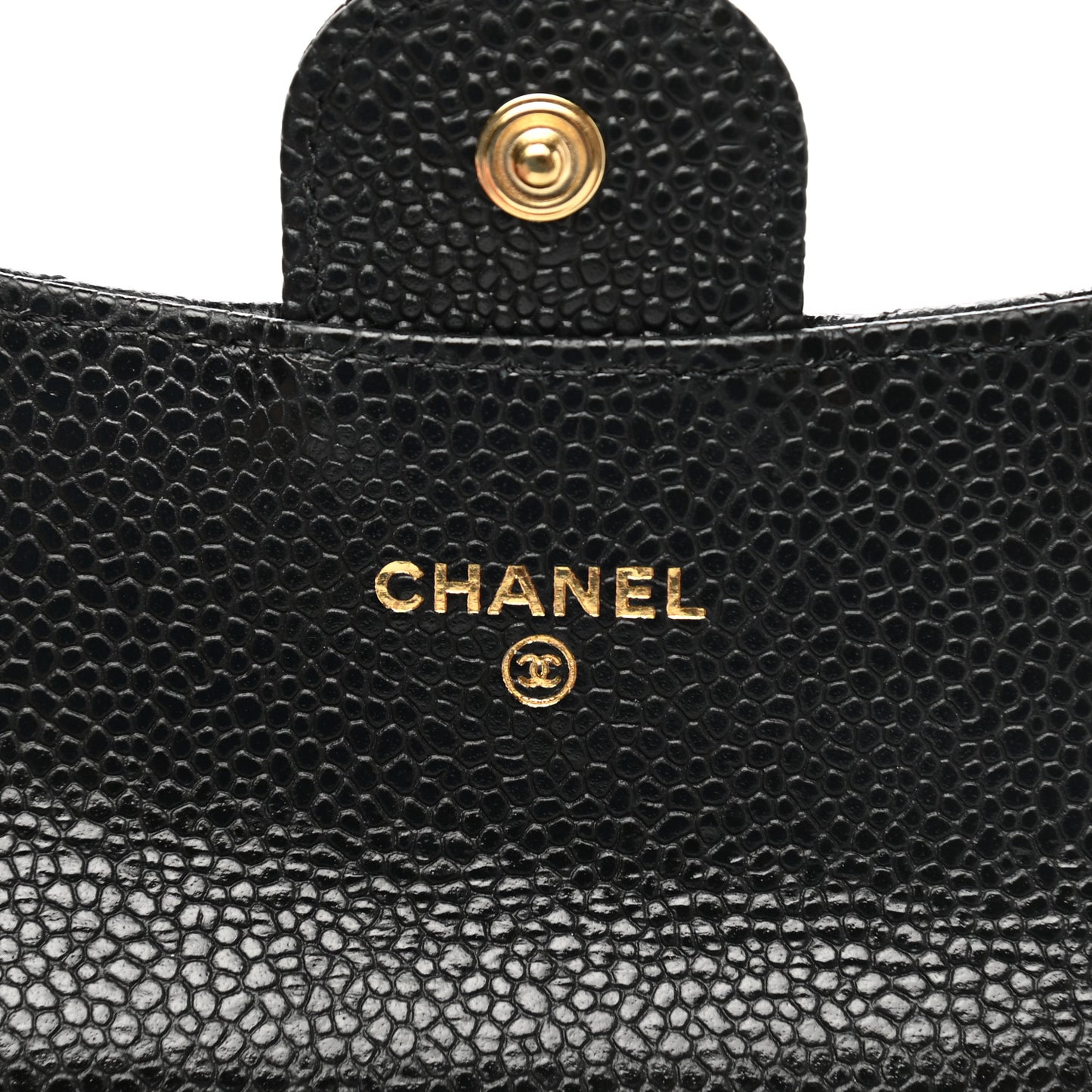 Caviar Quilted Flap Card Holder Wallet Black
