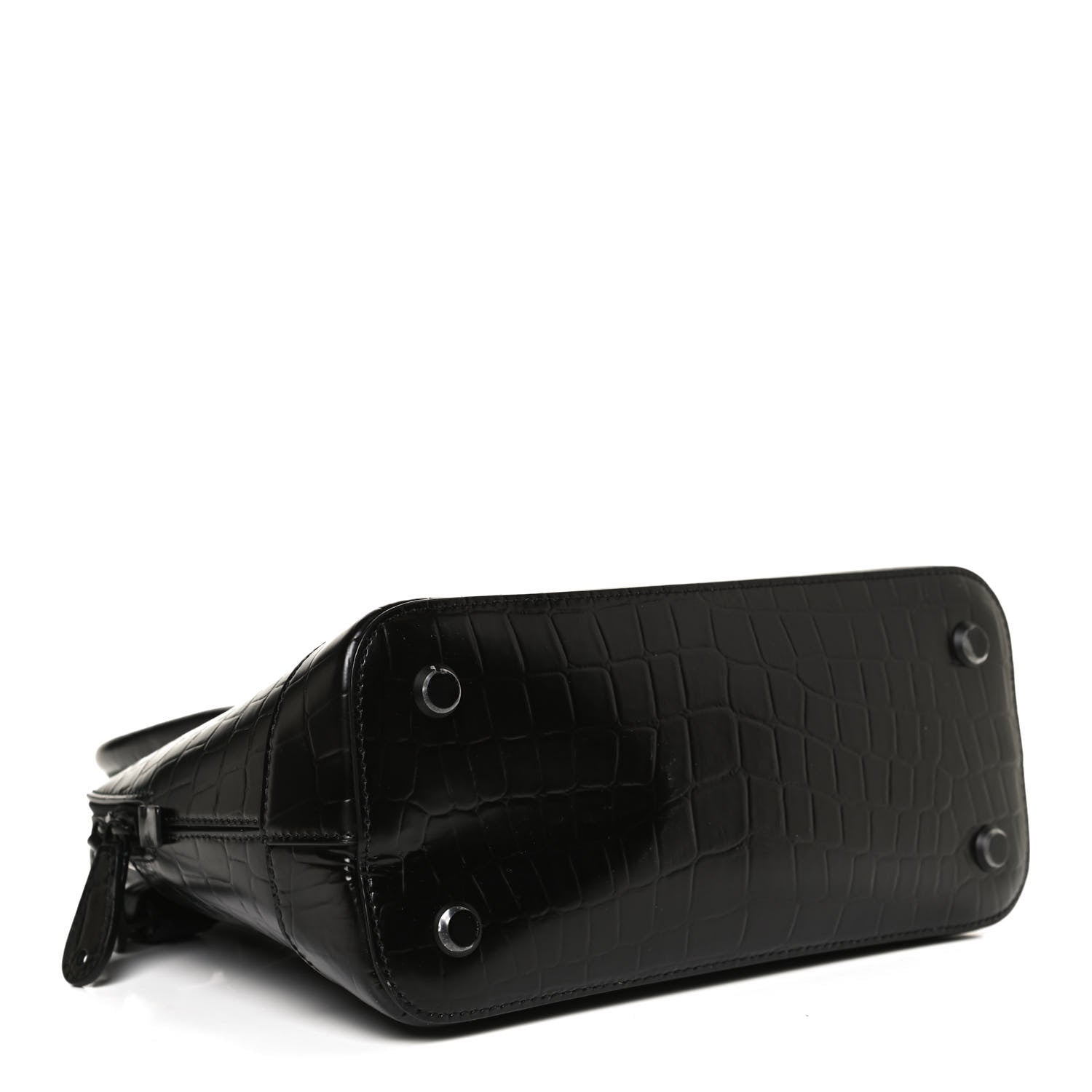 Balenciaga Calfskin Crocodile Embossed S Rivet Ville Top Handle Bag Black 4 of 12