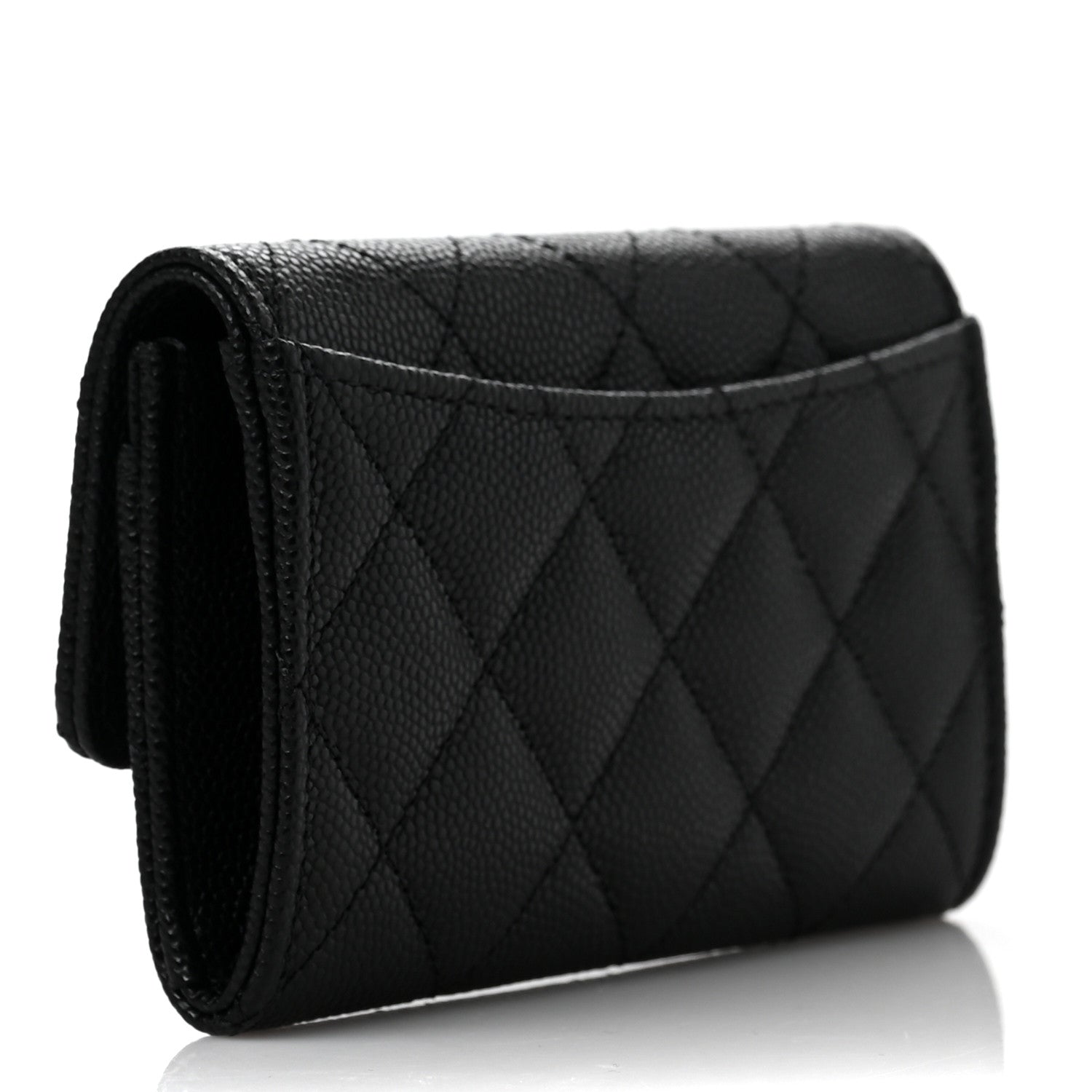 Chanel Caviar Quilted Enamel Coco Casino Flap Card Holder Wallet Black 2 of 7