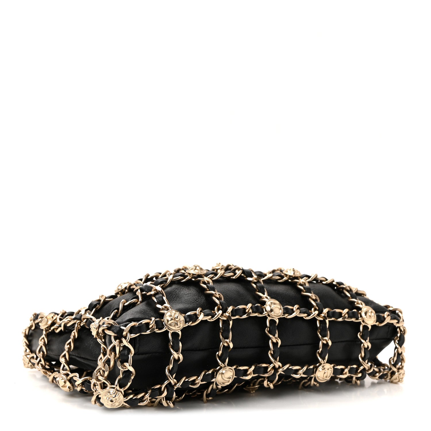 Chanel Lambskin Chain Frame Medallion Shoulder Bag Black 4 of 10