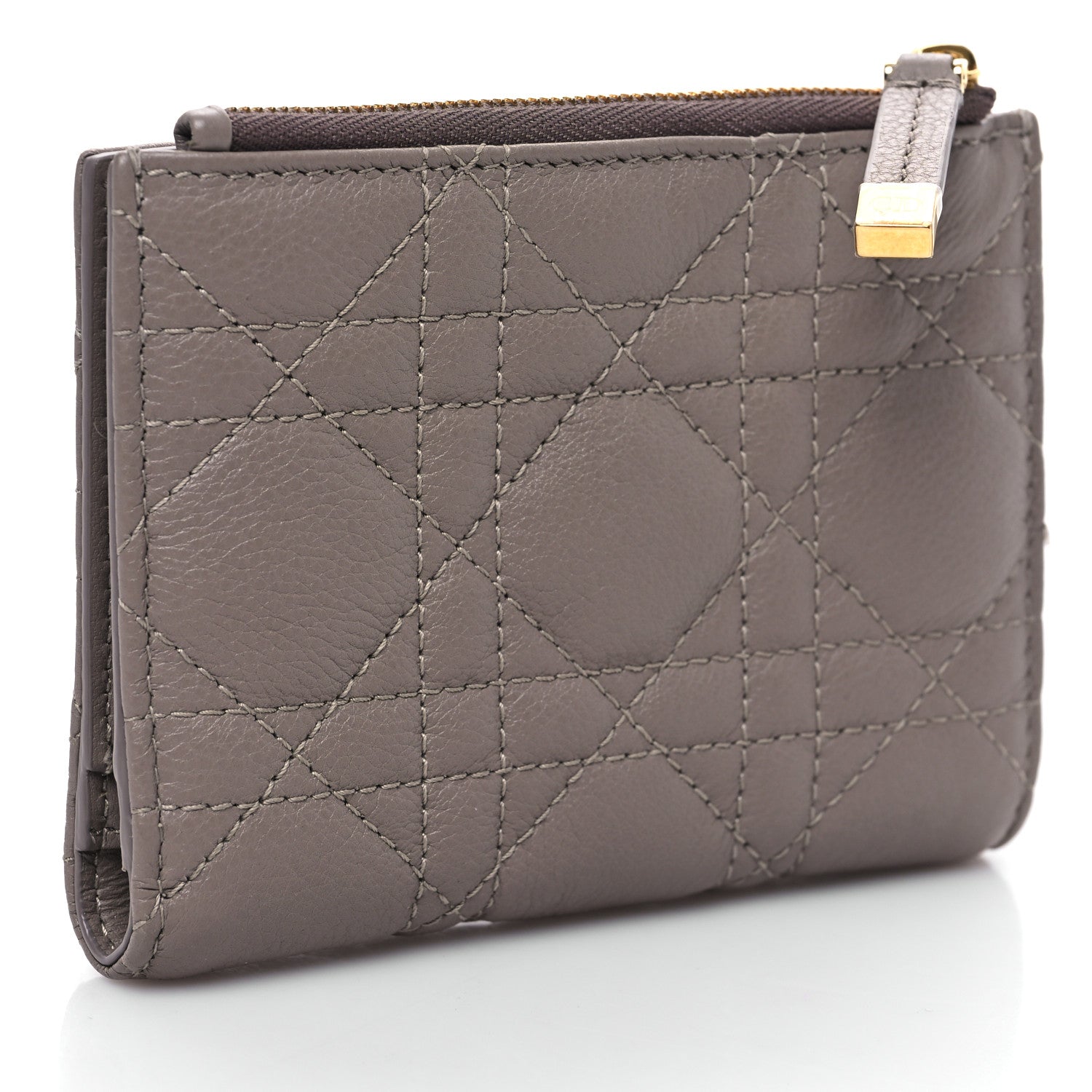 Christian Dior Grained Calfskin Supple Cannage Caro Dahlia Wallet Taupe 3 of 9