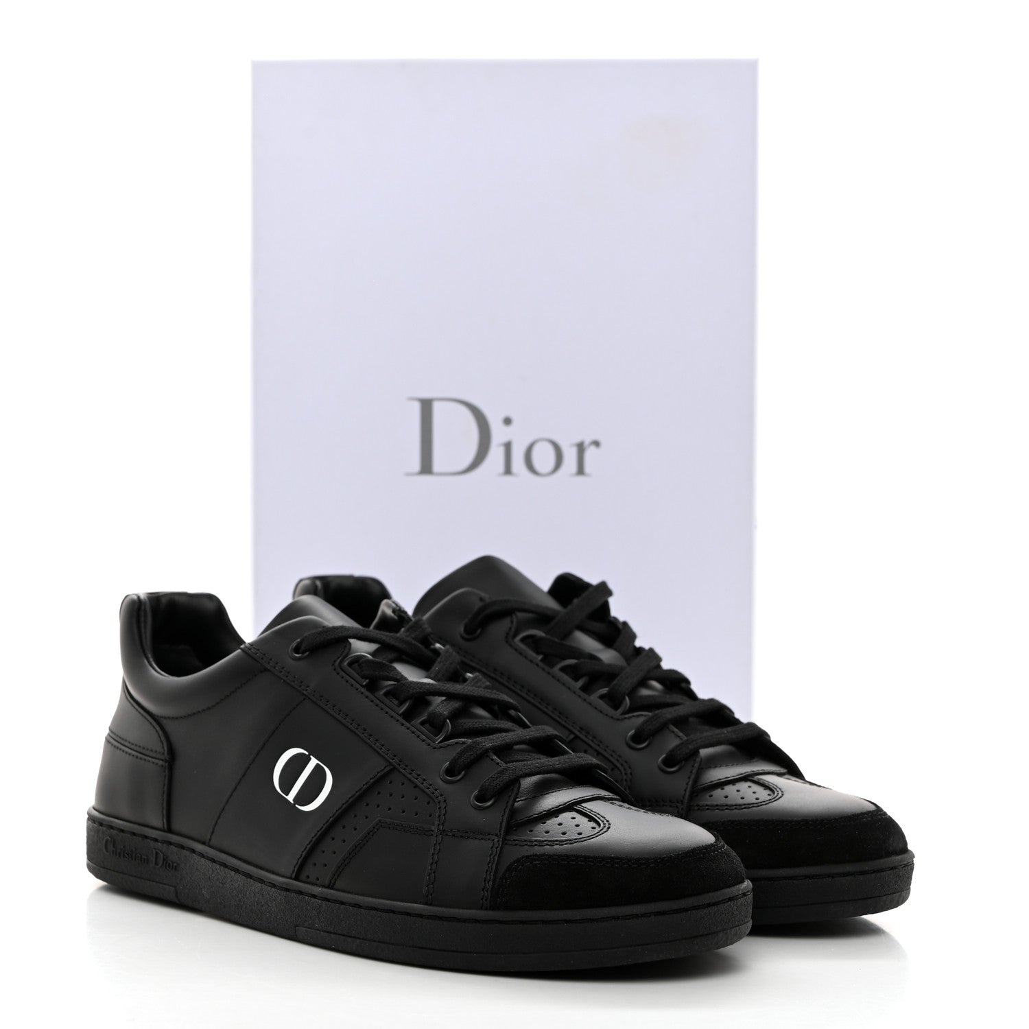 Christian Dior CHRISTIAN DIOR Calfskin Suede Logo Sneakers 39 Black 9 of 9