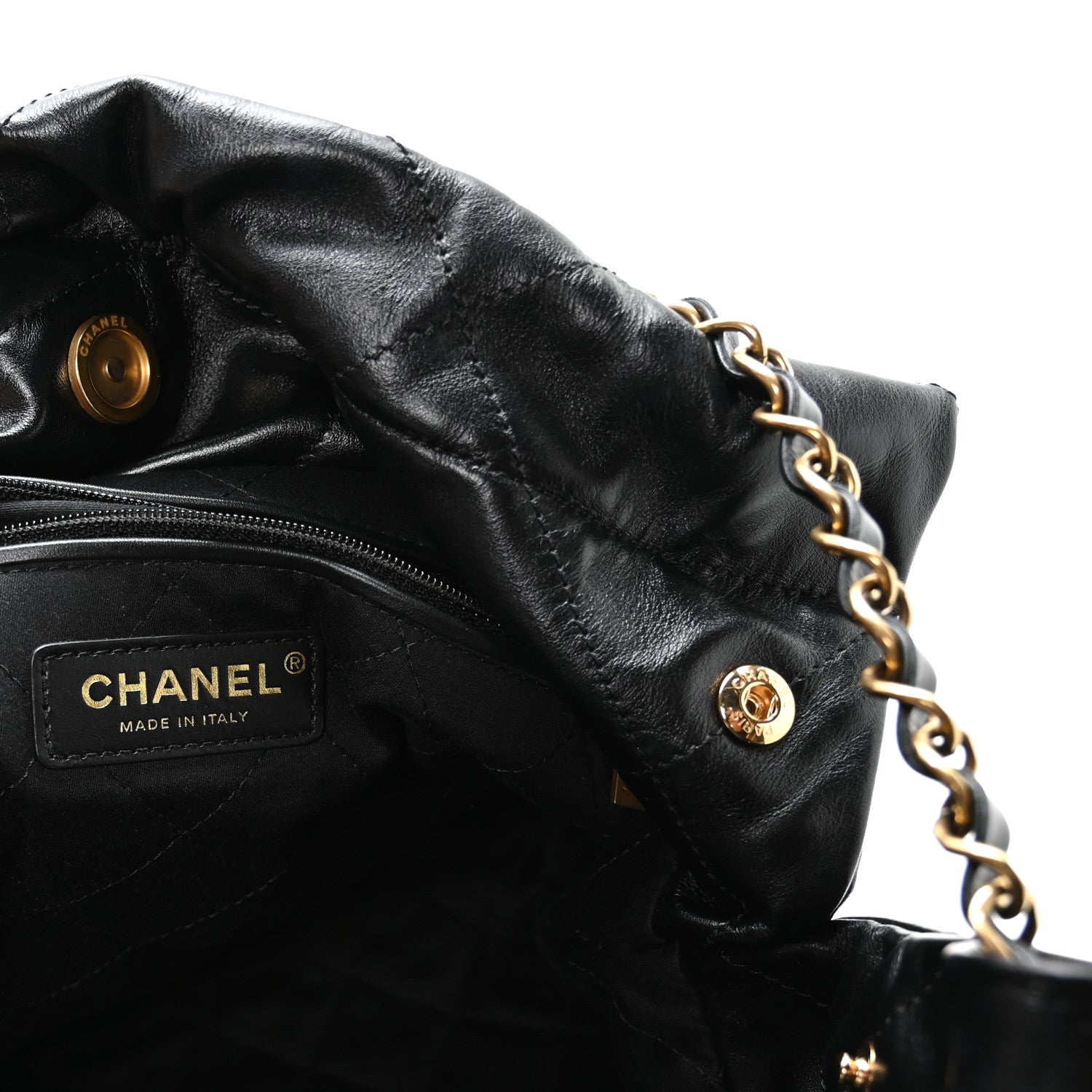 Chanel Shiny Calfskin Quilted Small Chanel 22 Black 12 of 21