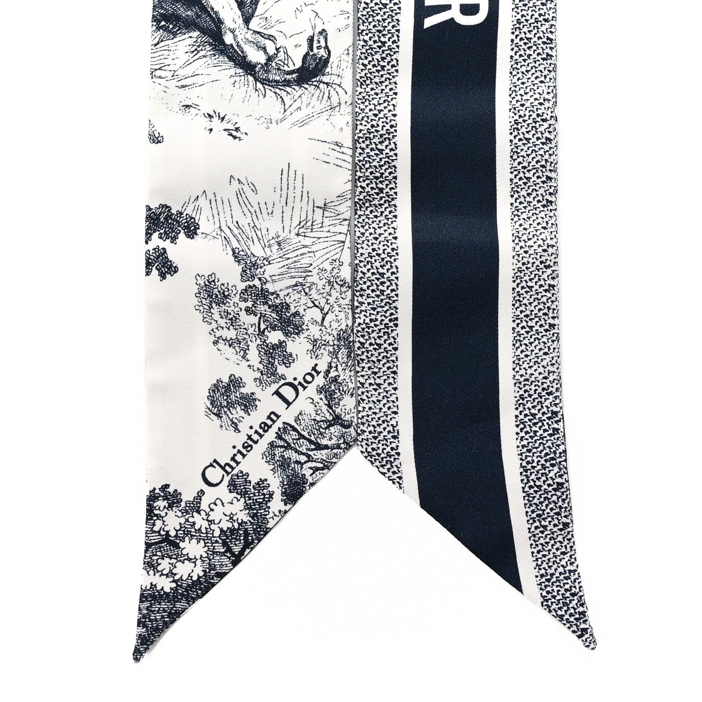 Silk Toile De Jouy Reverse Capri Mitzah Scarf Navy Blue