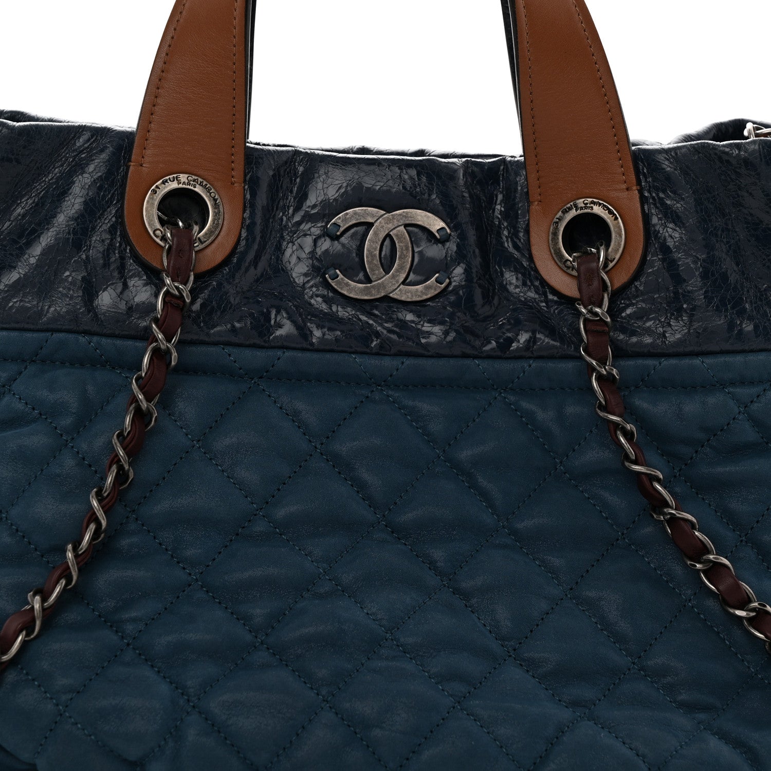 Chanel Iridescent Calfskin Quilted Large In The Mix Tote Navy 8 of 13