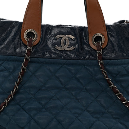 Chanel Iridescent Calfskin Quilted Large In The Mix Tote Navy 8 of 13