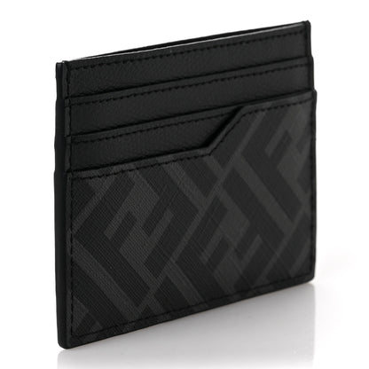 Fendi Glazed Fabric Vitello Cruise FF 1974 Logo Card Holder Black 3 of 6