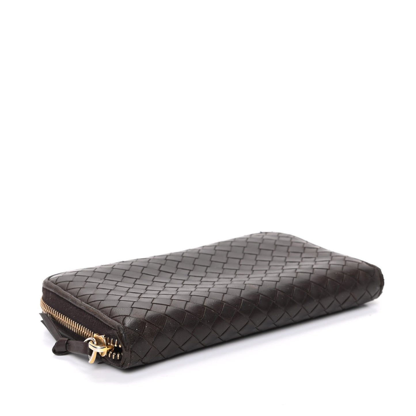 Nappa Intrecciato Zip Around Wallet Ebano