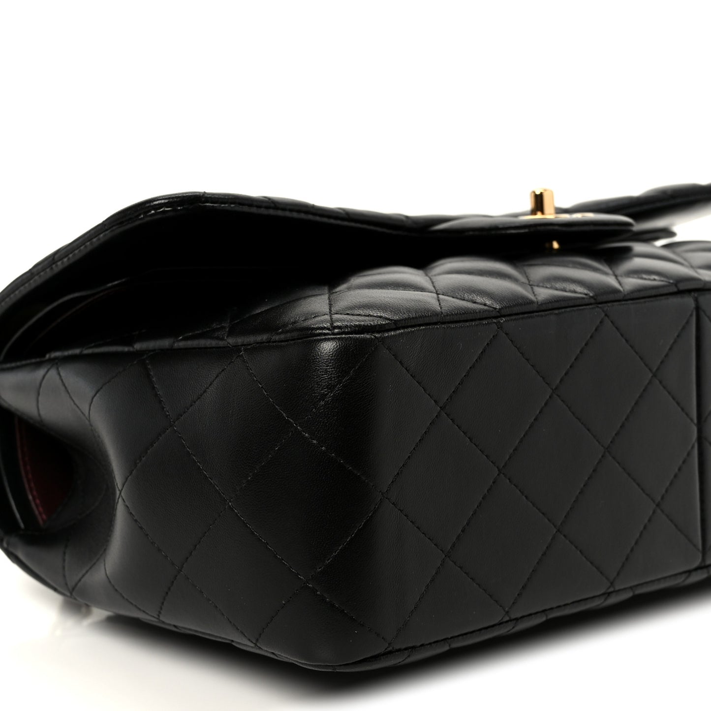 Lambskin Quilted Jumbo Double Flap Black