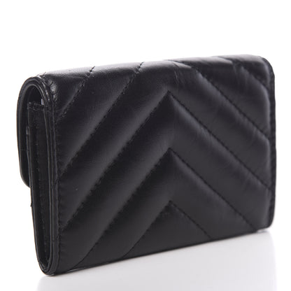 Chanel Aged Calfskin Chevron Quilted Reissue Card Holder Wallet So Black 2 of 8