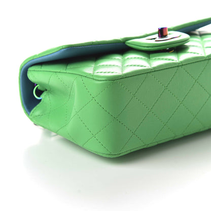 Chanel Lambskin Quilted Mini Rectangular Flap Green Blue 8 of 10