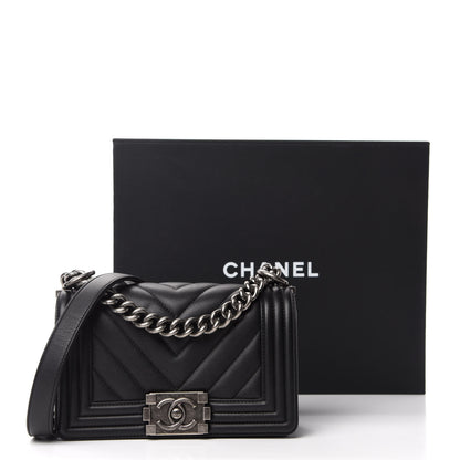 Chanel Calfskin Chevron Quilted Small Boy Flap Black 12 of 12