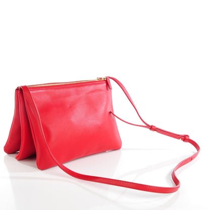 Celine Lambskin Large Trio Crossbody Bag Red 3 of 8