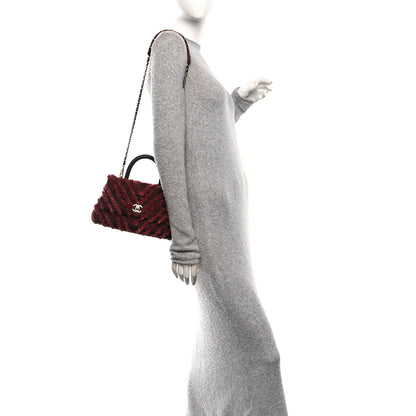 Chanel Tweed Fringe Mini Coco Handle Flap Red Black 2 of 11
