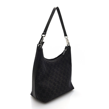 Gucci Denim Monogram Hobo Dark Brown 2 of 9