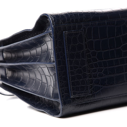 Saint Laurent Calfskin Crocodile Embossed Medium Souple Sac De Jour Navy 7 of 14