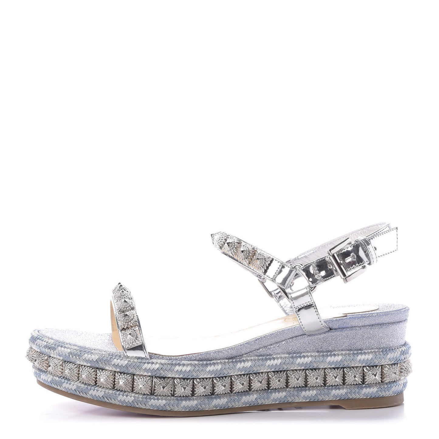 Patent Lurex Pira Ryad 60 Platform Sandals 36 Silver Blue