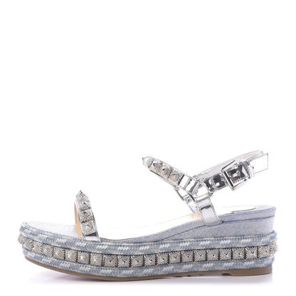 Christian Louboutin Patent Lurex Pira Ryad 60 Platform Sandals 36 Silver Blue 1 of 11