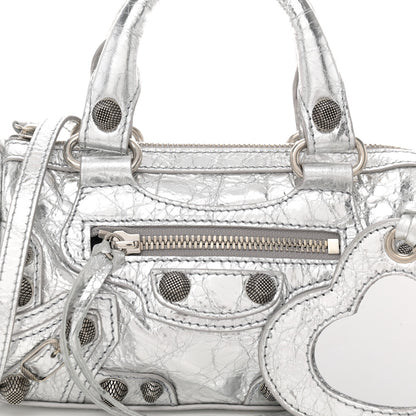 Balenciaga Agneau Arena Crystal Neo Nano Cagole Handbag Silver 8 of 10
