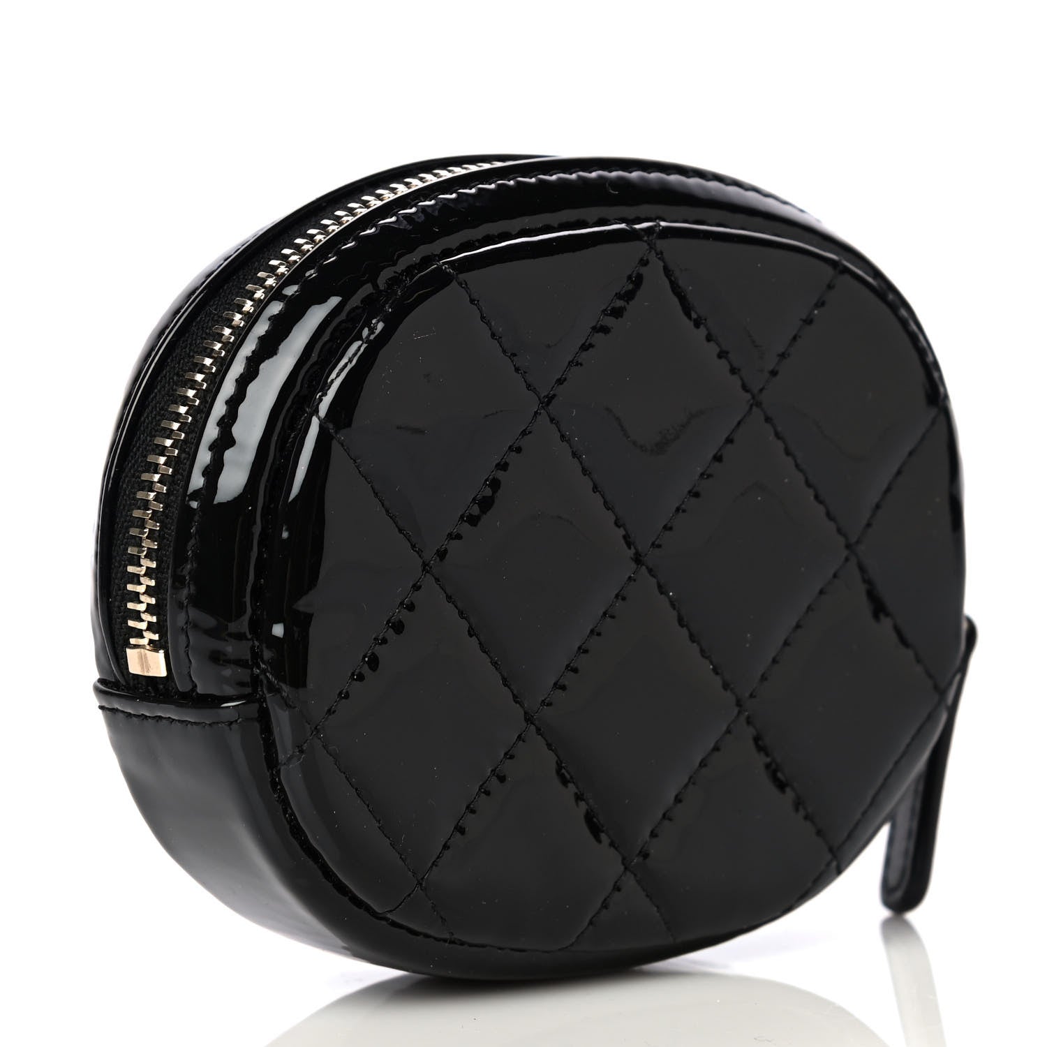 Chanel Patent Quilted Zip Around Classic Coin Purse Black 2 of 5
