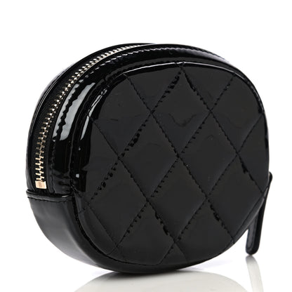 Chanel Patent Quilted Zip Around Classic Coin Purse Black 2 of 5