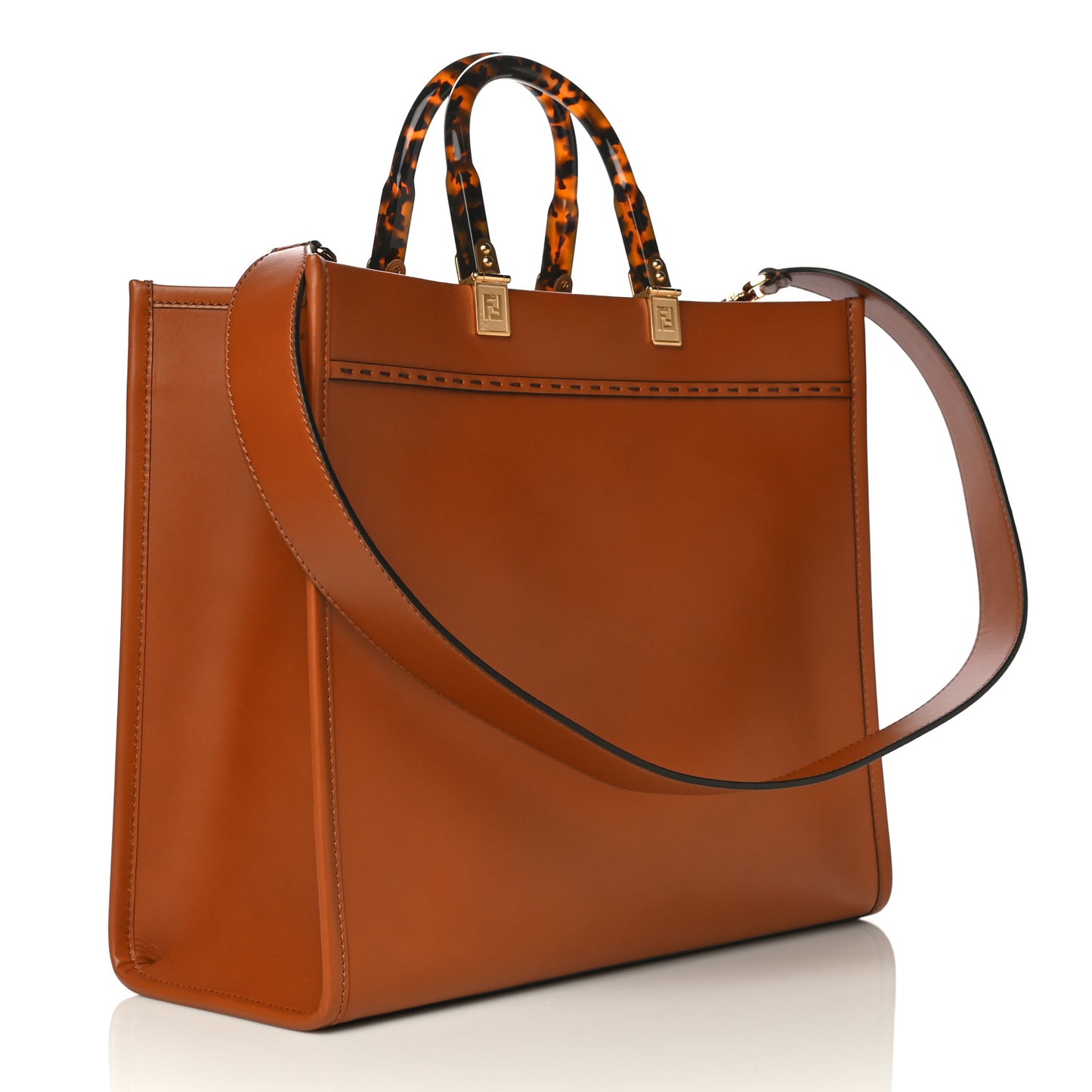 Vitello King Plexiglass Medium Fendi Sunshine Shopper Tote Cuoio