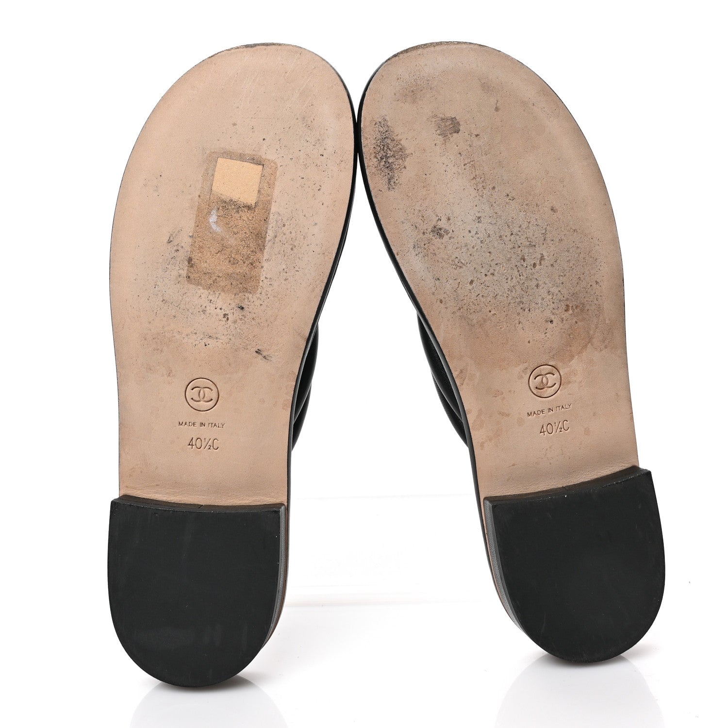 Chanel Lambskin Fabric CC Thong Sandals 40.5 Black Dark Navy 5 of 8