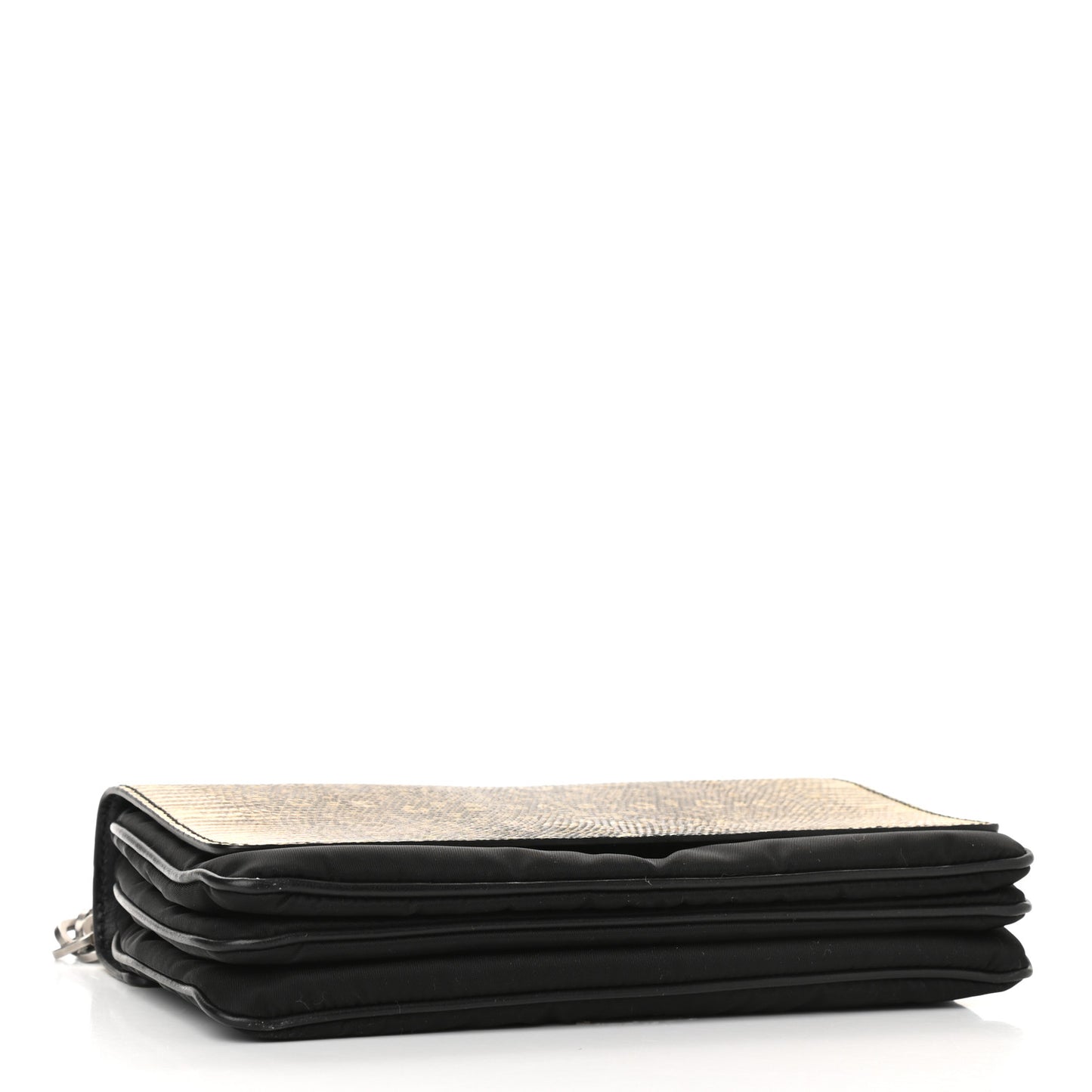 Lizard Tessuto Nylon Chain Shoulder Bag Black