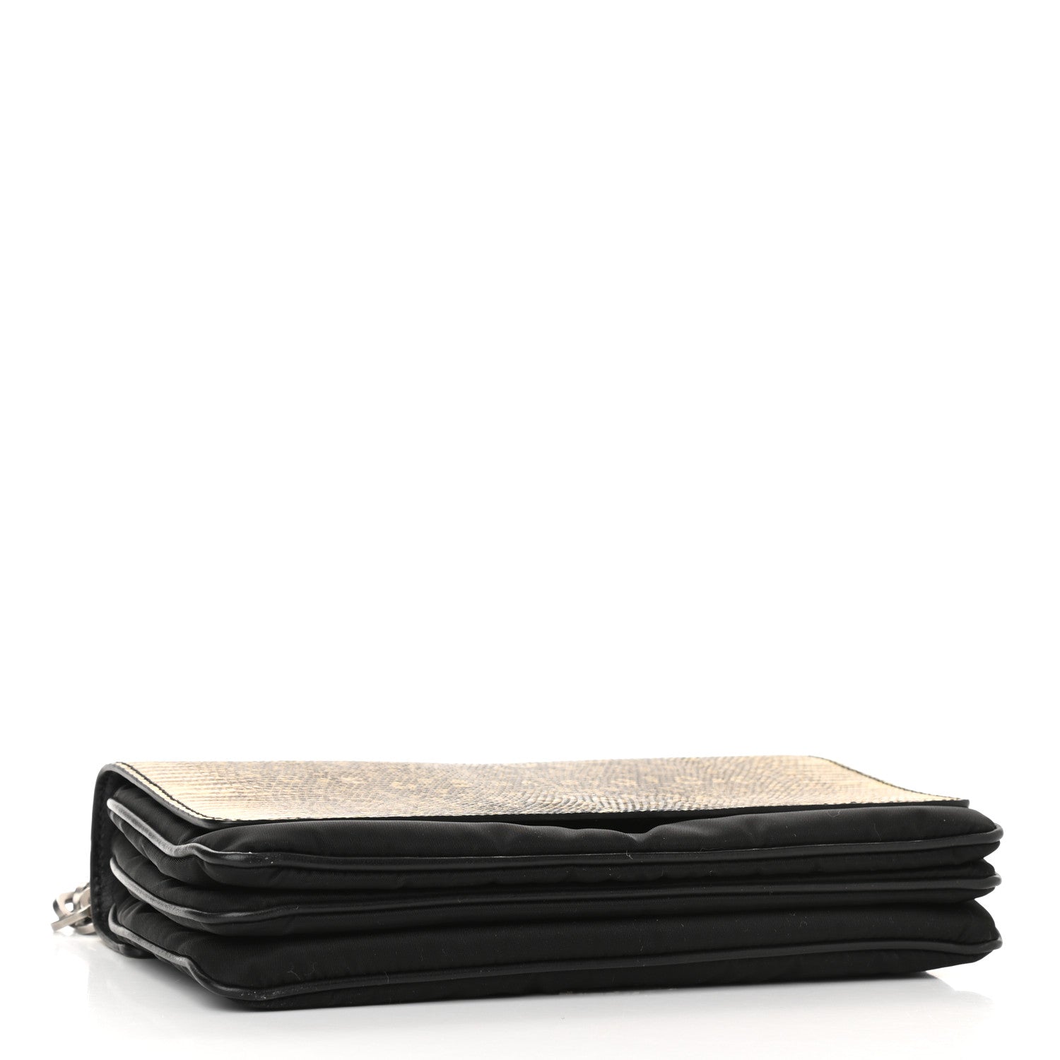 Prada Lizard Tessuto Nylon Chain Shoulder Bag Black 3 of 8