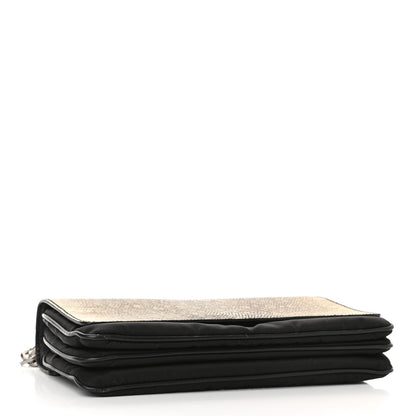 Prada Lizard Tessuto Nylon Chain Shoulder Bag Black 3 of 8