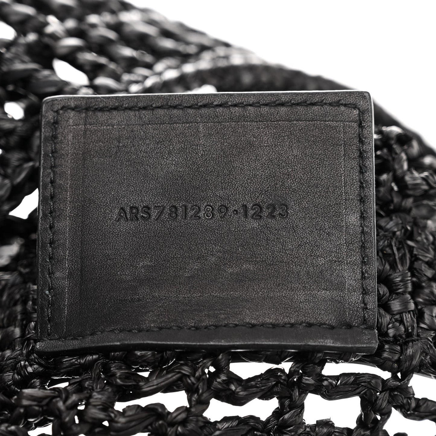 Raffia Calfskin Oxalis Shoulder Bag Black