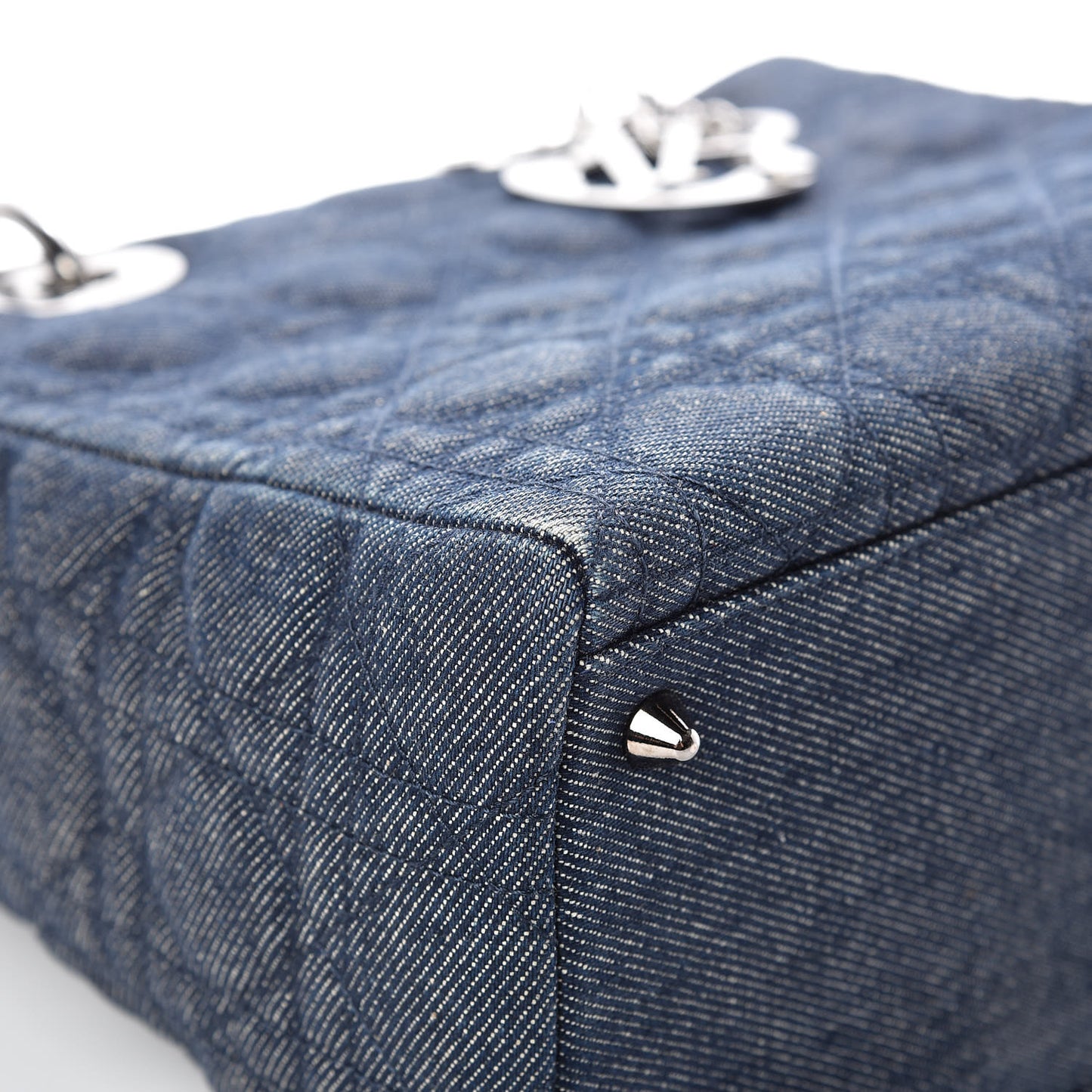 Denim Cannage Medium Lady Dior Blue