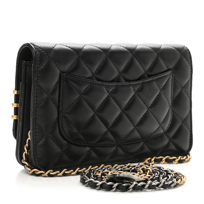 Chanel Lambskin Quilted Coco Clips Wallet On Chain WOC Black 3 of 12