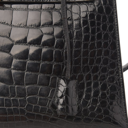 Hermes Shiny Crocodile Kelly Sellier 32 Black 15 of 22