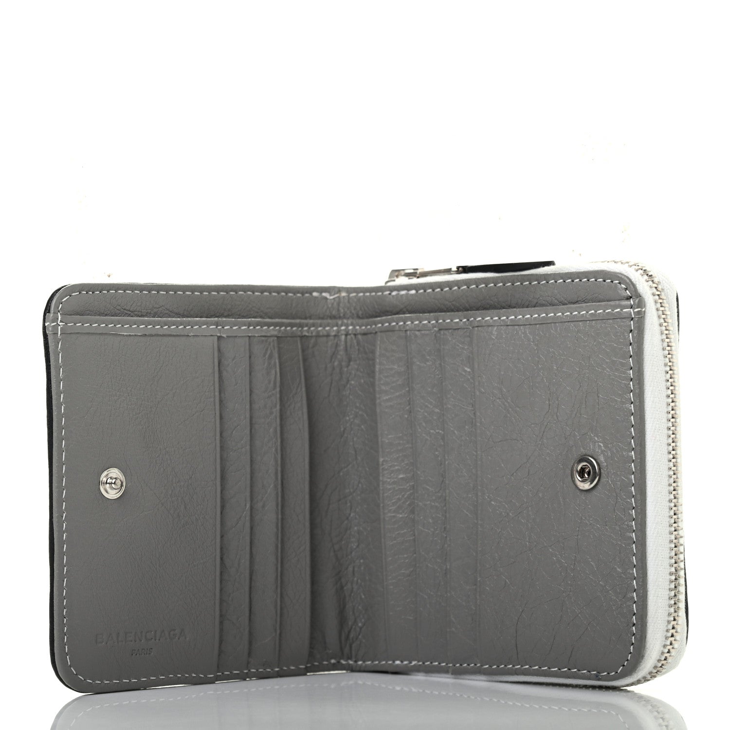 Balenciaga Veau Arena Multicolore Bazar Compact Zip Around Wallet Bleu Gris White Black 4 of 6