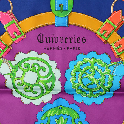 Hermes Silk Cuivreries Scarf 90 Marine Fuschia Vert 3 of 6