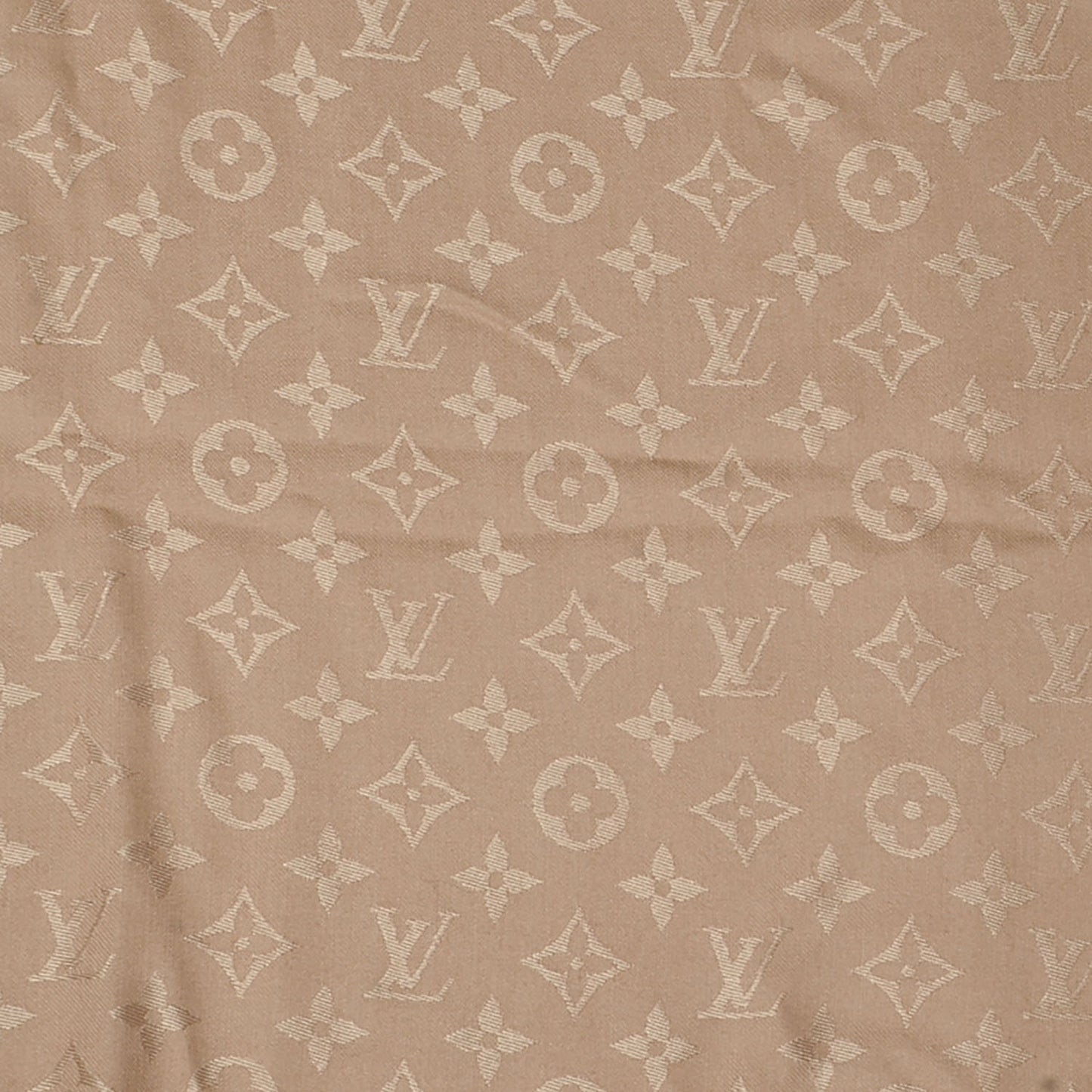 Silk Wool Monogram Shawl Beige