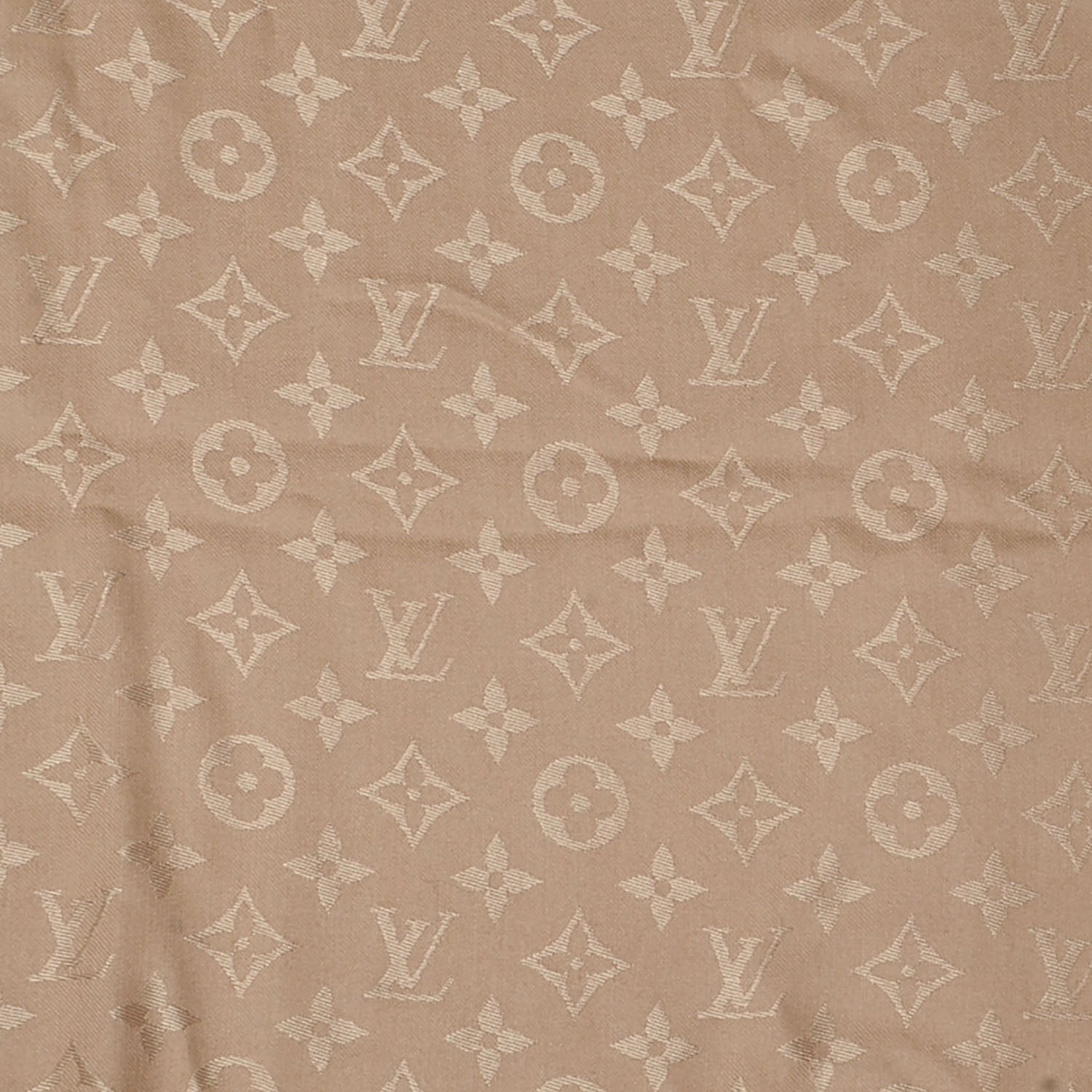 Louis Vuitton Silk Wool Monogram Shawl Beige 1 of 5