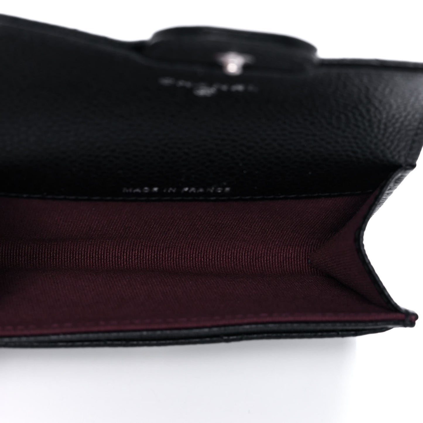 Caviar Quilted Flap Card Holder Wallet Black