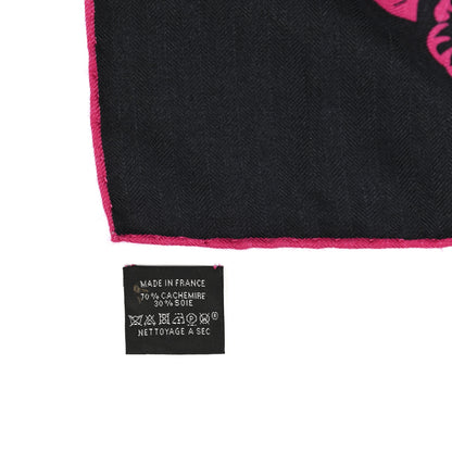 Hermes Cashmere Silk Jungle Love Tattoo Shawl 140 Bleu Noir Rose Vif 6 of 6