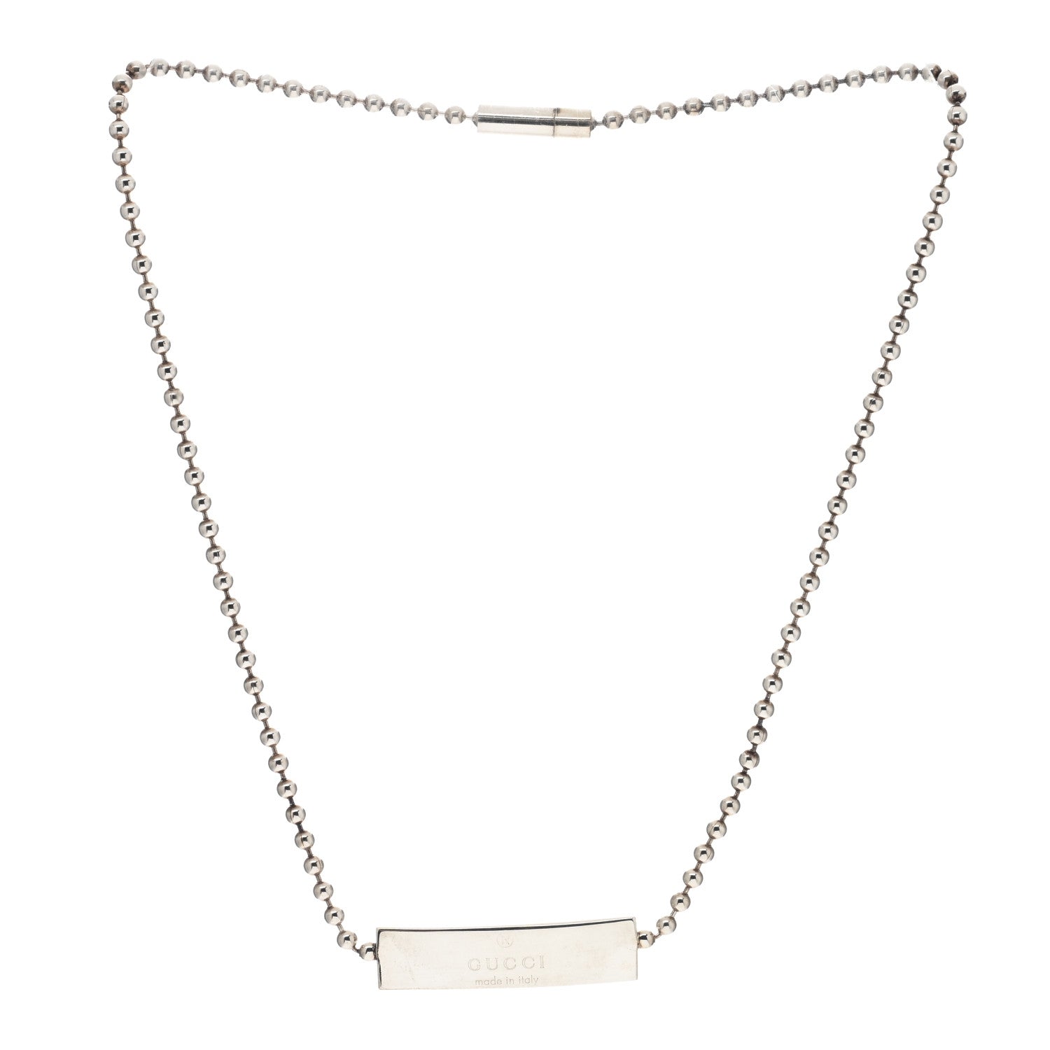 Gucci Sterling Silver Logo Plate Choker Necklace 2 of 4