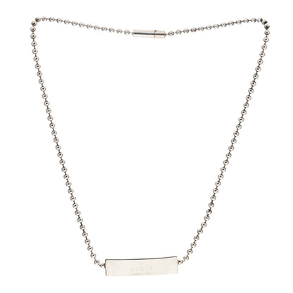 Gucci Sterling Silver Logo Plate Choker Necklace 2 of 4