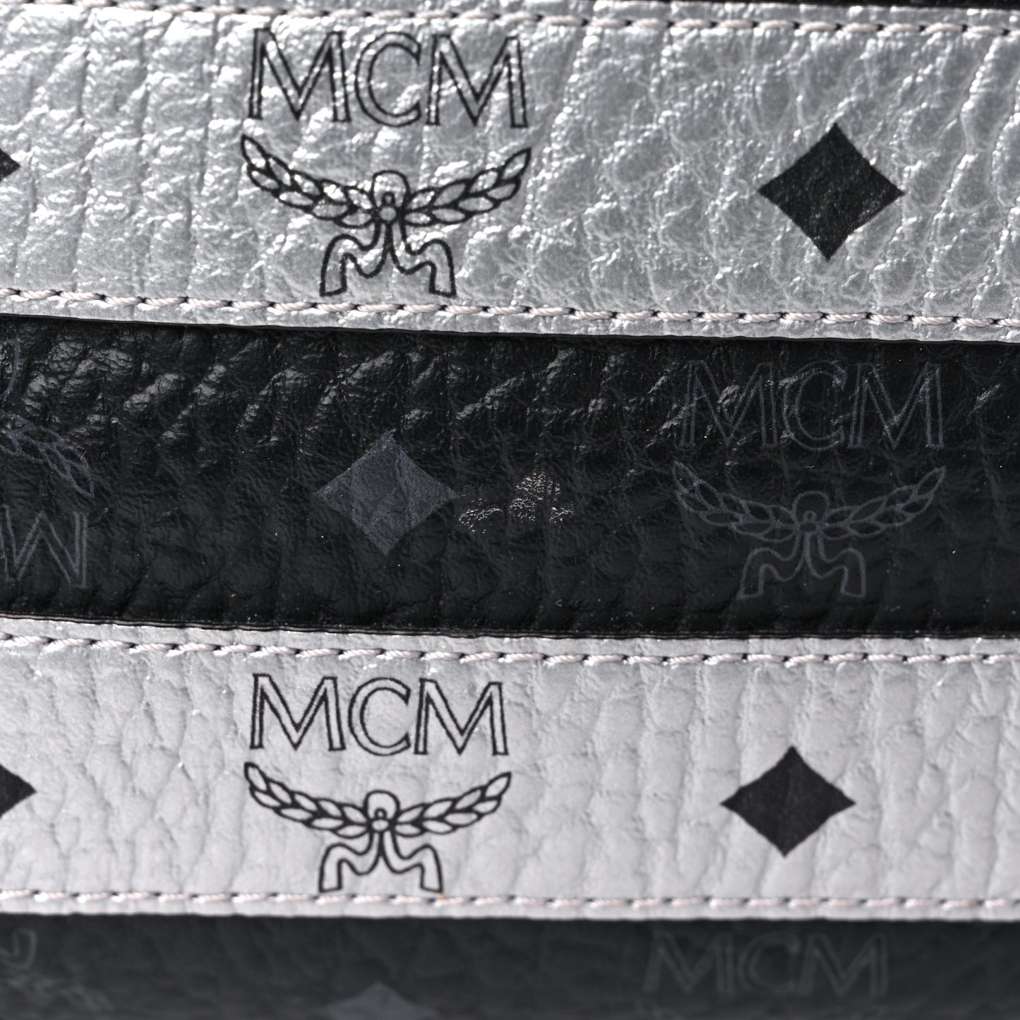 Metallic Visetos Striped Medium Stark Backpack Silver Black