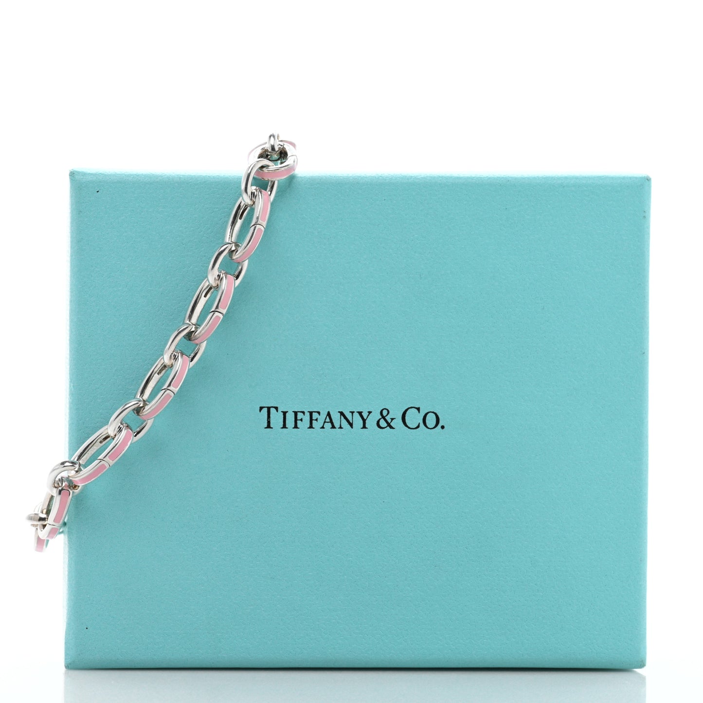 Sterling Silver Enamel Clasping Link Bracelet Pink