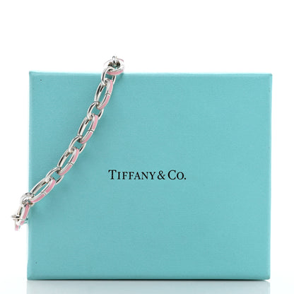 Tiffany Sterling Silver Enamel Clasping Link Bracelet Pink 4 of 4
