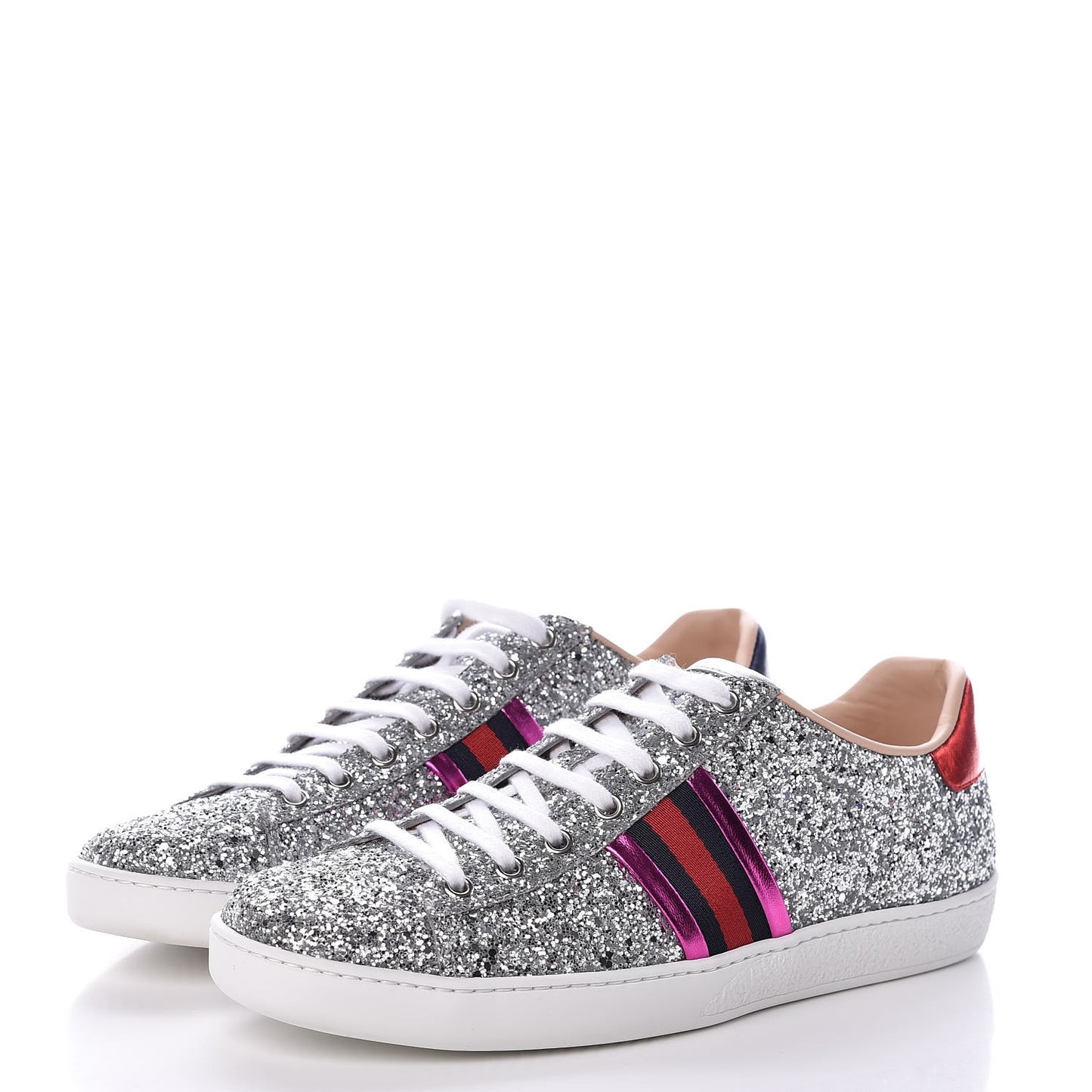 Glitter Web Womens Ace Sneakers 39.5 Silver