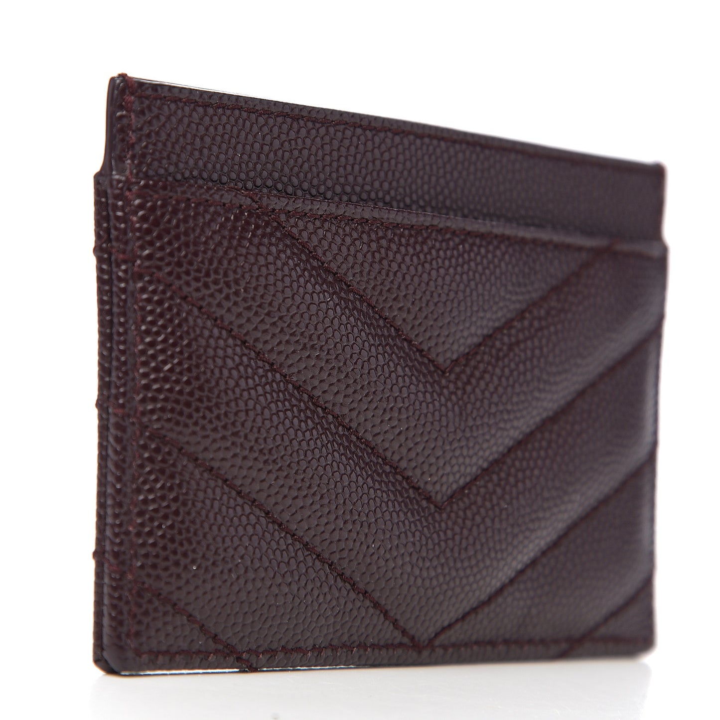 Grain De Poudre Matelasse Chevron Monogram Credit Card Case Bordeaux
