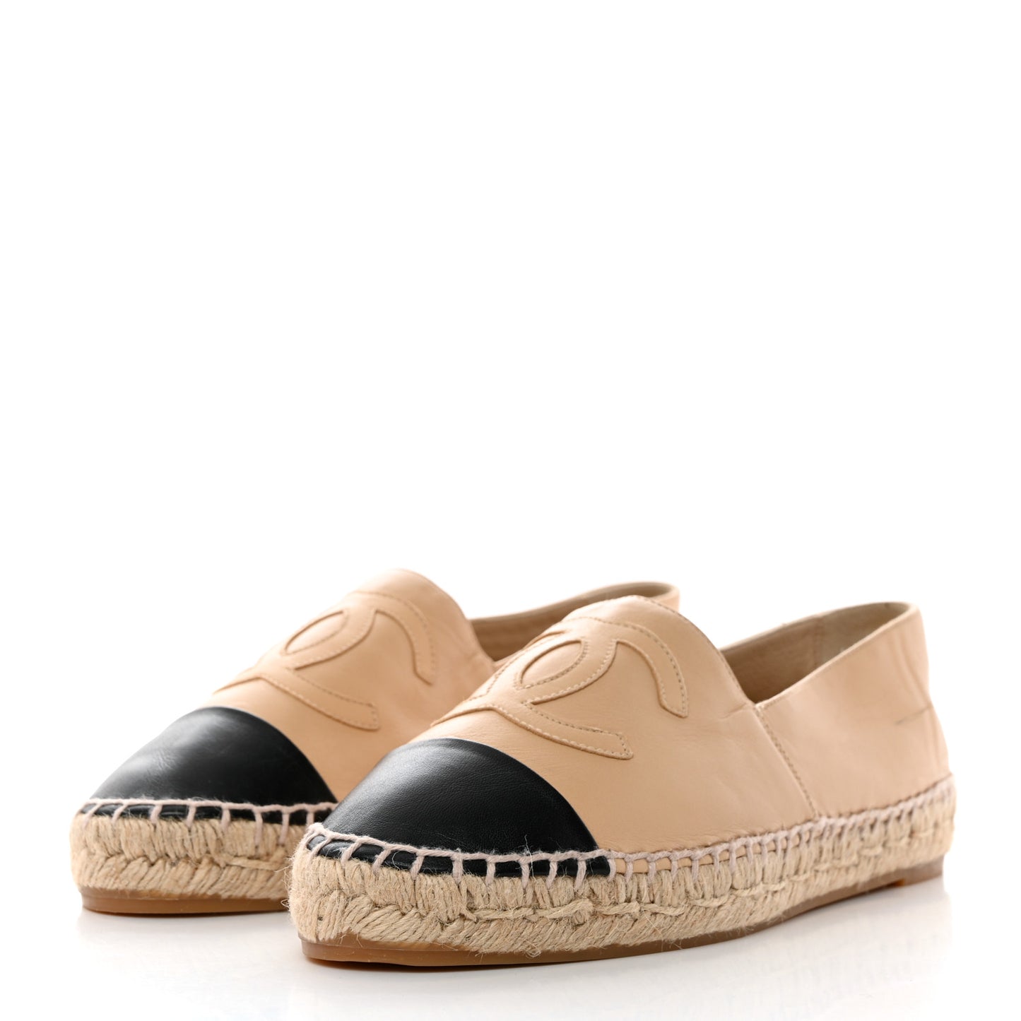 Lambskin CC Espadrilles 38 Beige Black