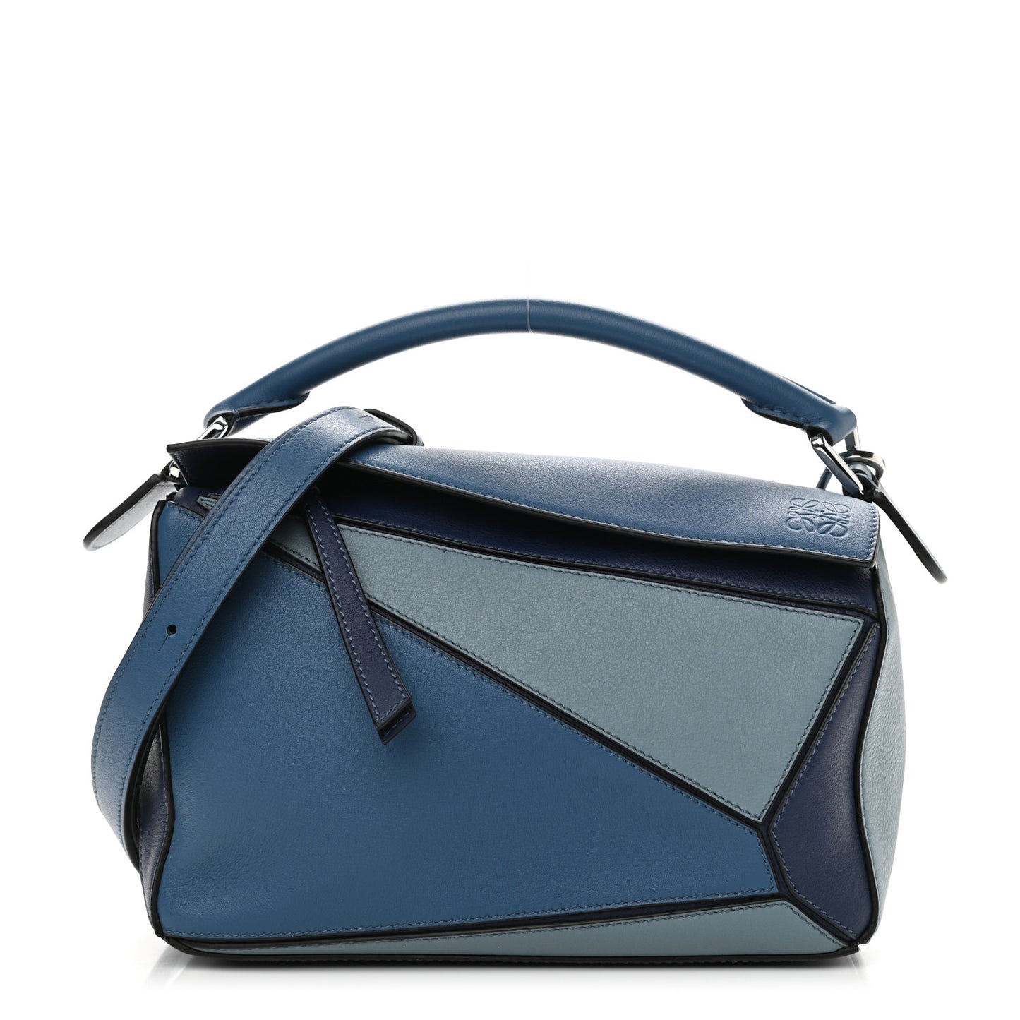 Calfskin Small Puzzle Bag Marine Stone Steel Blue