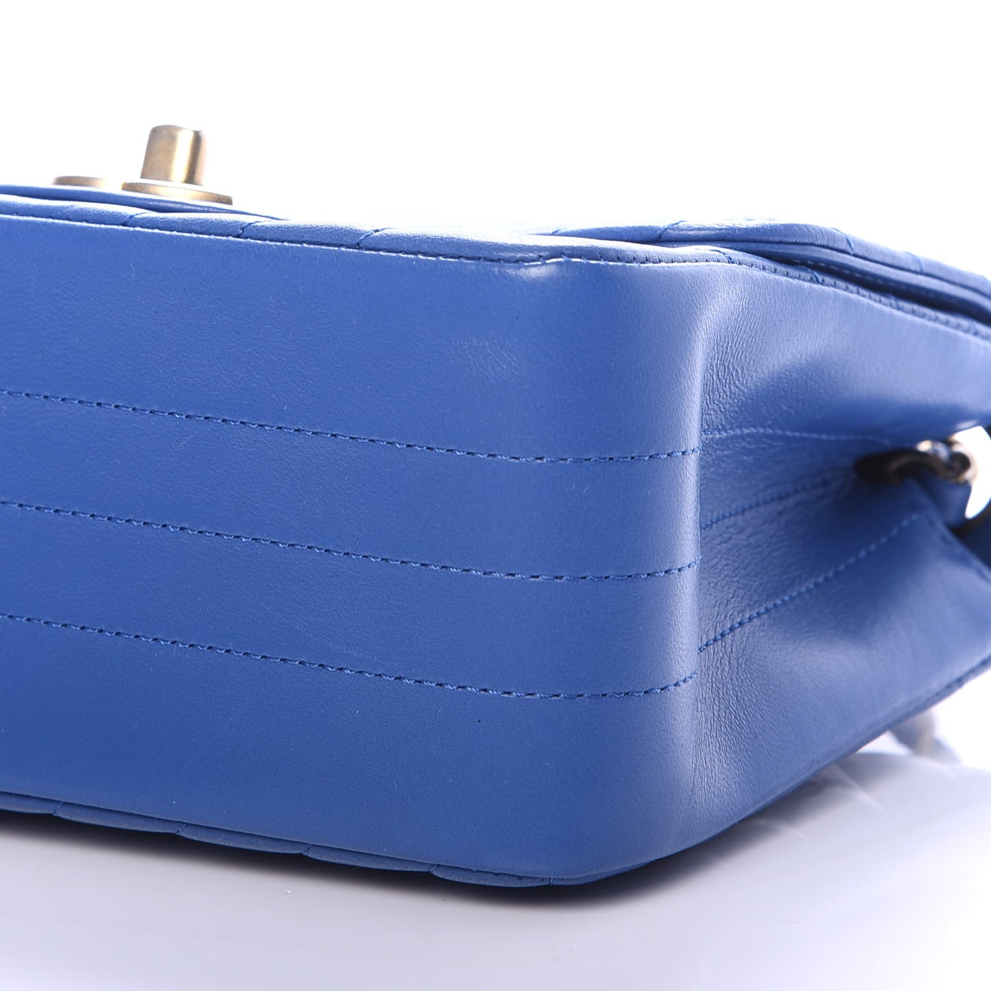 Lambskin Chevron Quilted Mini Square Flap Blue